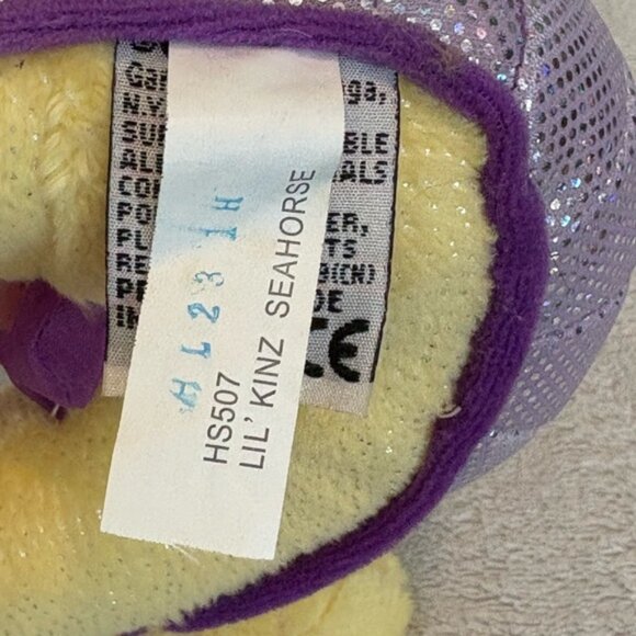 Ganz Webkinz LILKINZ  SEAHORSE Plush 7” No Code Yellow Purple Sparkly HS507 - Picture 11 of 13